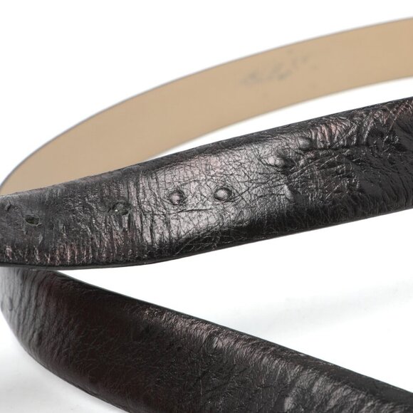 AVANTI Ostrich Embossed Leather Belt Black Silver Gold Buckle Retro Classic - Picture 6 of 12